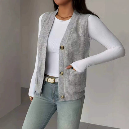 Women's Loose Single Breasted Sweater Vest