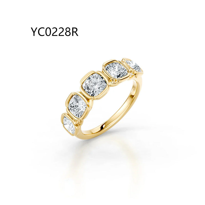 S925 Sterling Silver Moissanite Ring - Fully Paved Stacking Band with Niche Design for Women Lightweight Luxury Jewelry
