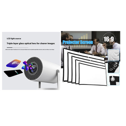 Portable Projector Small Straight Projector For Home Use 180 Degrees Projection Angle Automatic Focus Home Video Projector