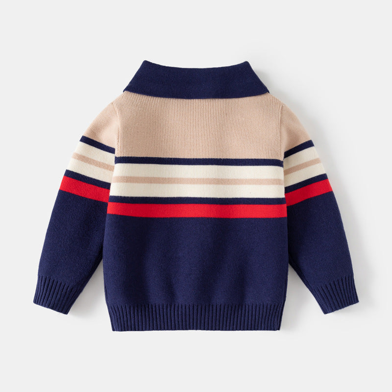 Fashionable Childrens Clothing Boys Lapel Sweater