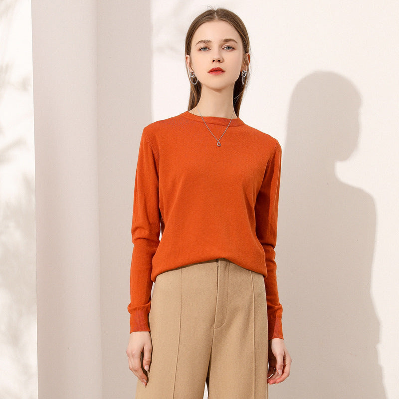 Lightweight Long-sleeve Crew-neck Wool Knit Sweater
