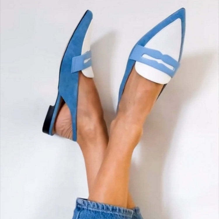 Pumps Pointed Flat Color Low Square Heel Plus Size Women