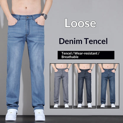 Mens Straight-Leg Loose-Fit Stretch Wrinkle-Resistant Trousers