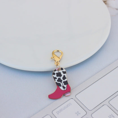 Alloy Vintage Denim Boots Print Ornament Pendant Keychain