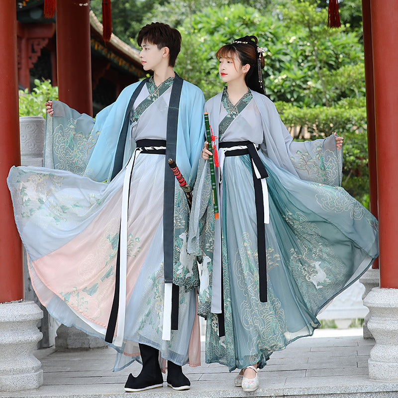 Men And Women Couples Wei And Jin Style Cross-collar Waist-length Skirts