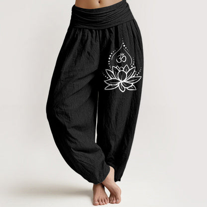Women's Solid-Color High-Waisted Pleated Pants With Elastic Waist