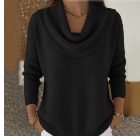 Long Sleeve Knit Sweater Casual Warm Solid Color Pullover Top For Autumn Winter Clothing