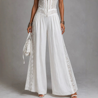 High-waisted Draping Wide-leg Jumpsuit With Side Cutouts