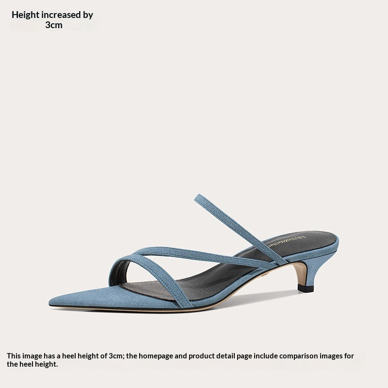 Pointed-toe Open-toe Single-strap High-heeled Sandals