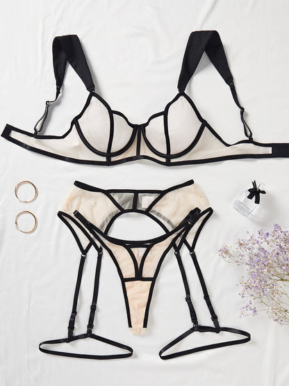 Four-piece Set Sexy And Comfortable See-through Mesh Underwear Suit