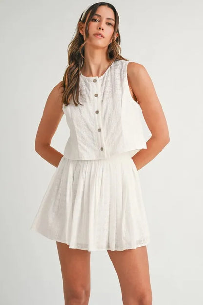MABLE Eyelet Lace Top and Mini Skirt Set