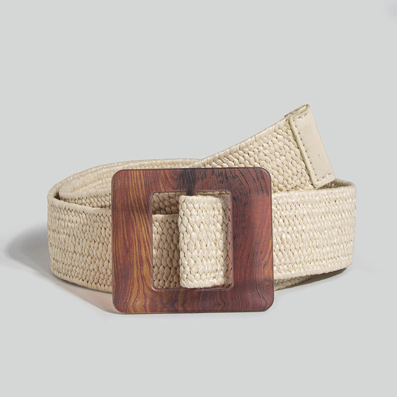 Bohemian Belt, Pp Grass Belt, Woven Belt, Skirt Matching, Natural Style, Versatile Decorative Elastic Belt For Women