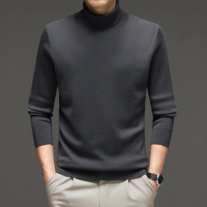 Men's Turtleneck Wool Sweater Winter Thickened Solid Color Plain Style