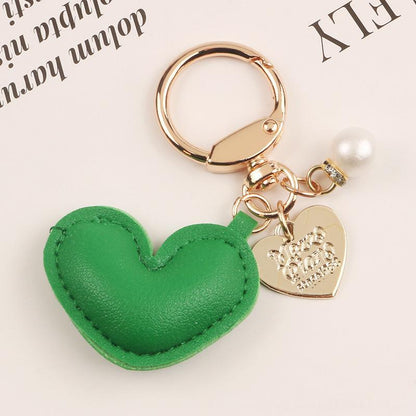 New Leather Heart-shaped Alloy Keychain Pendant