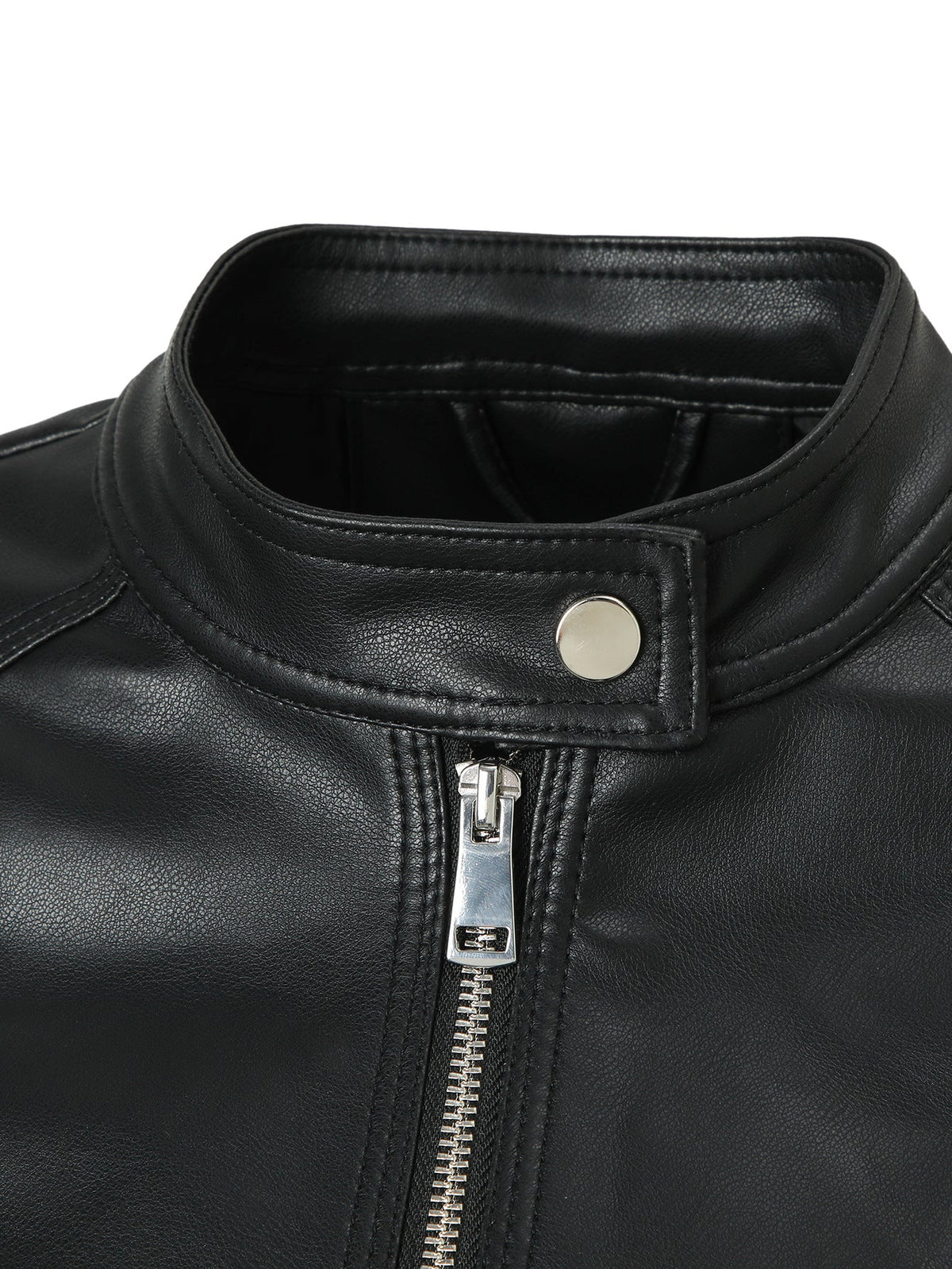 Women's Stand-collar Zip-up Biker PU Leather Jacket