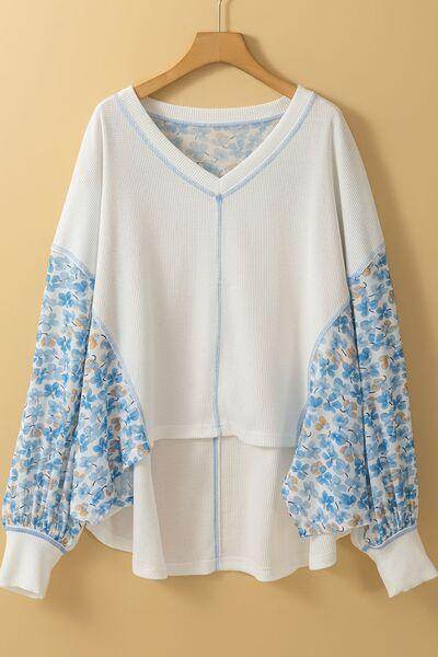 High-Low V-Neck Long Sleeve Blouse for Women Stylish Wear