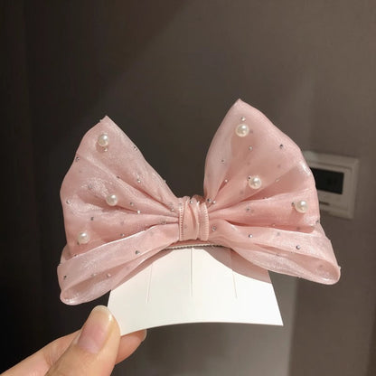 SpringSummer Kids Hair Clip With Three-Dimensional Pearl Big Bow