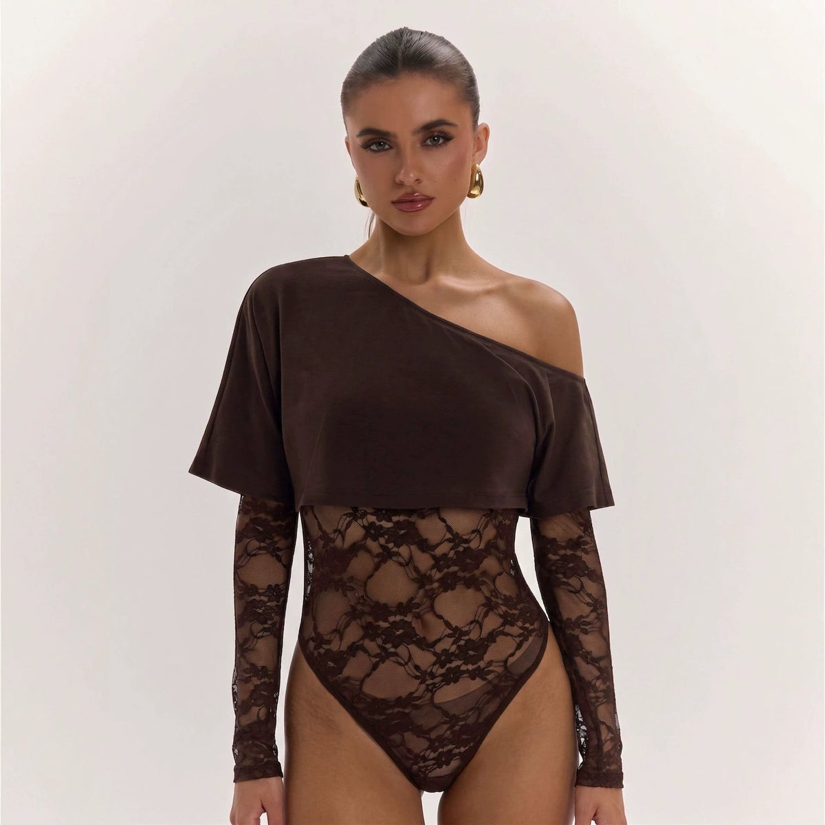 Spicy-girl-style Midriff-baring Fitted Bodysuit