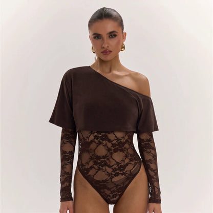 Spicy-girl-style Midriff-baring Fitted Bodysuit