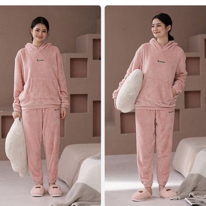 Women's Fleece-lined Extra-thick Top And Pants Set