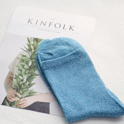 Women's Glitter Ribbed Mid Calf Slouch Socks
