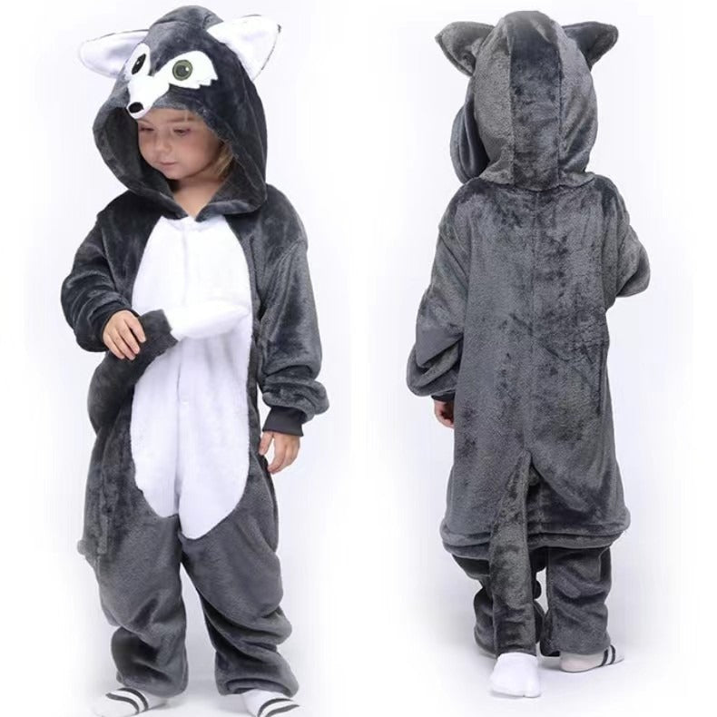 Flannel Children's Animal One-piece Pajamas