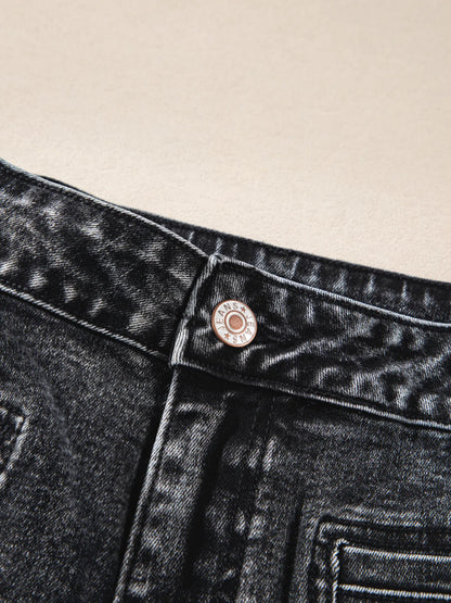 High-Waisted Wide Leg Washed Jeans