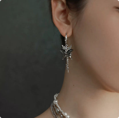 Butterfly Tassel Earrings With 925 Silver Hooks