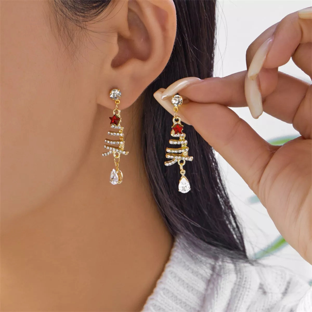 18K Gold-Plated Christmas Tree Earrings