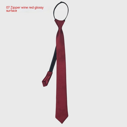Men's Zipper Korean Style Pure Color Tie