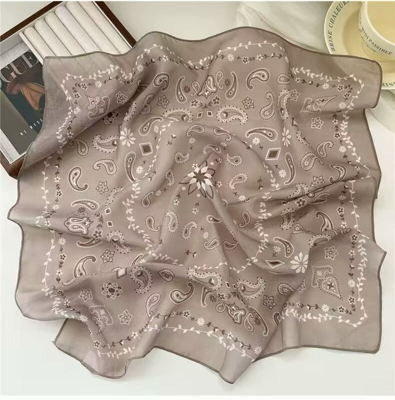 Korean-style Fresh And Delicate Floral Silk Scarf