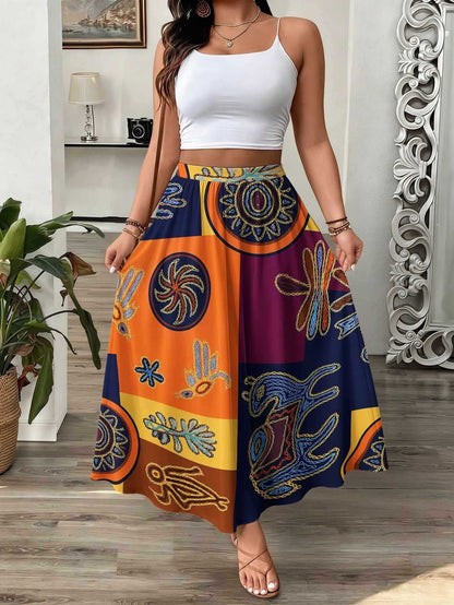 Womens 3D-printed Elastic High-waist Skirt
