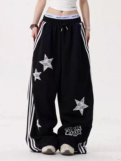 Retro Star-embroidered Casual Sports Sweatpants