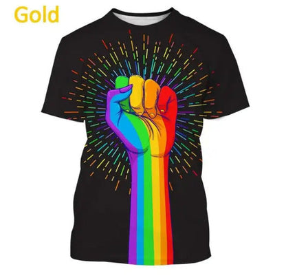 Rainbow 3D Printed T-shirt Men And Women Oversized Short Sleeve Casual Shirt Fashion Tops Trend