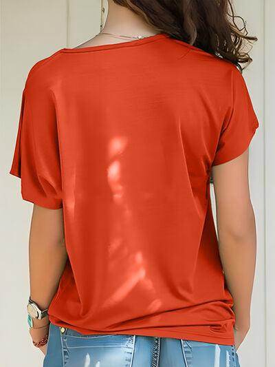 Asymmetrical Neck Short Sleeve T-Shirt for Women Fashion