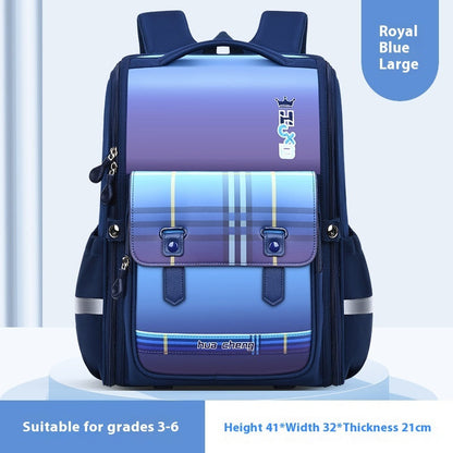 Plaid Schoolbag Grade Spine Protection Student Backpack