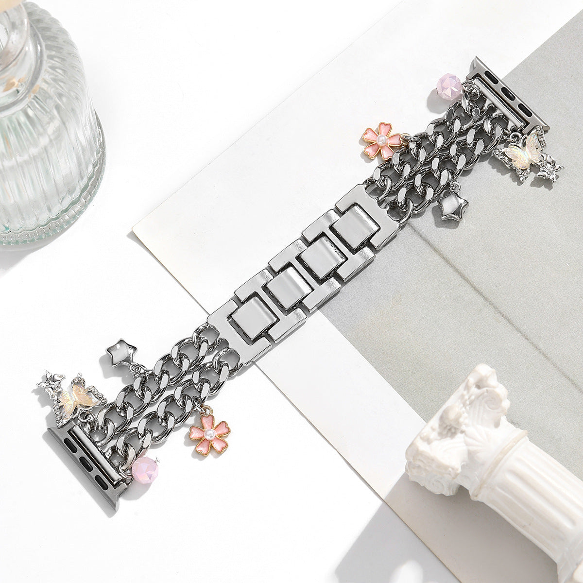 For Iwatch Strap Xiaoxiang Style Iwatch6543 Generation Denim Chain Metal BraceletXiaoxiang Style Strap