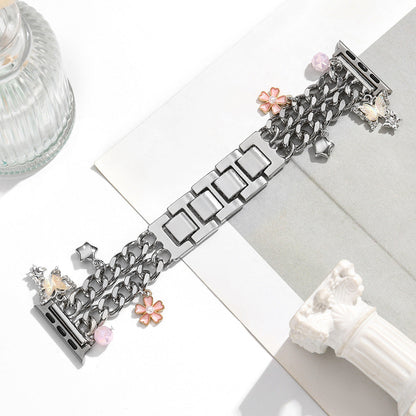 For Iwatch Strap Xiaoxiang Style Iwatch6543 Generation Denim Chain Metal BraceletXiaoxiang Style Strap