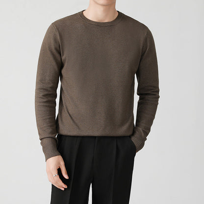 Mens Thickened White Knit Bottoming Sweater
