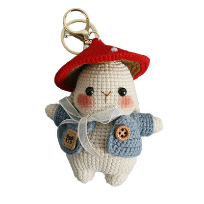 Handmade Knitted Mushroom Bunny Doll Pendant