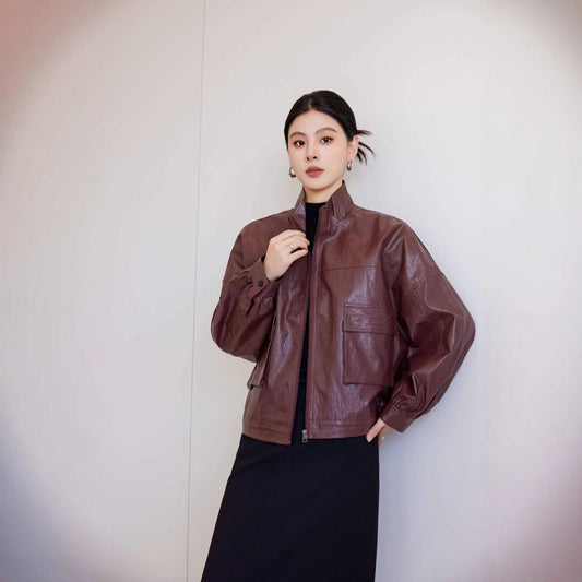Women's Leather Top Loose All-matching European And American Style Short Coat