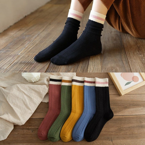 Women's Chunky-knit Rabbit-fur Ankle Socks Mid-calf Length