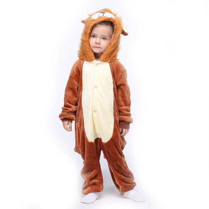 Flannel Children's Animal One-piece Pajamas