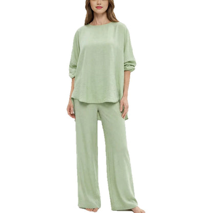 Solid-color Loose-fitting Casual Womens Fashion Two-piece Set