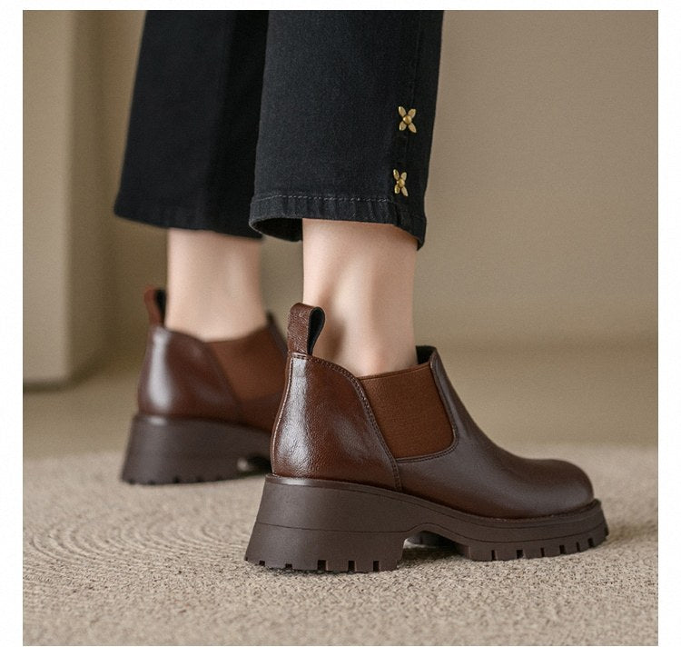 Brown Vintage Short Boots For Women