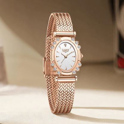 Womens Wheat-ear Strap Square Watch