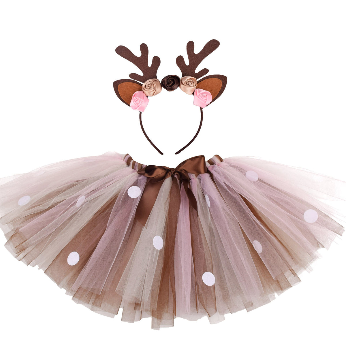Cartoon Christmas Elk Skirt With Headdress