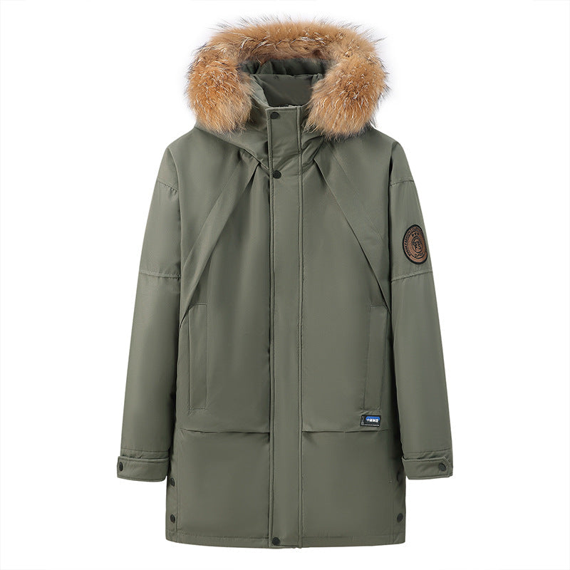 Men's Down Jacket Thickened Mid-length White Duck Down Coat