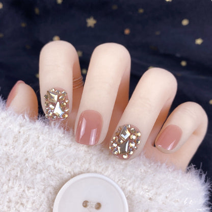 Champagne Gold Diamond Fake Nails