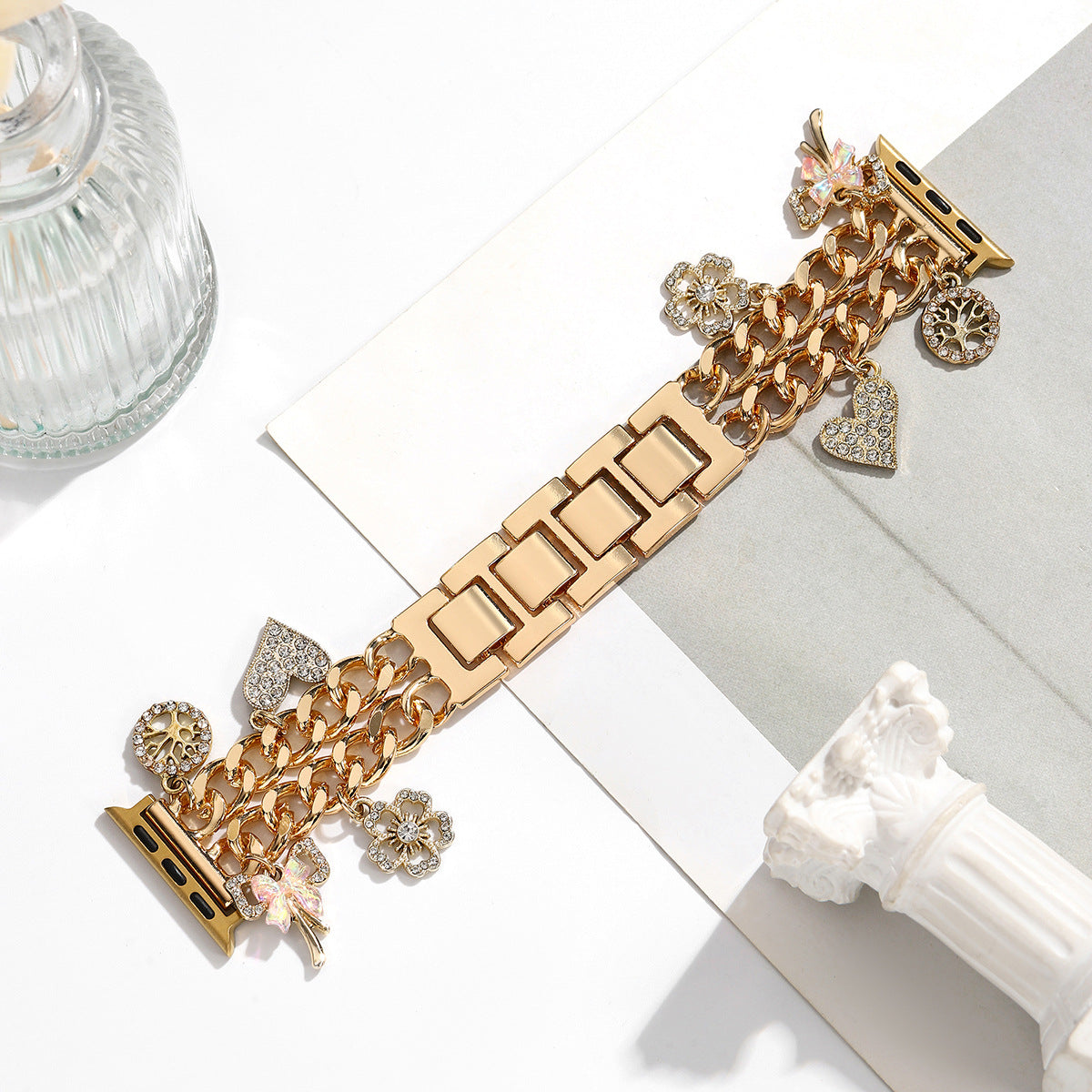 For Iwatch Strap Xiaoxiang Style Iwatch6543 Generation Denim Chain Metal BraceletXiaoxiang Style Strap
